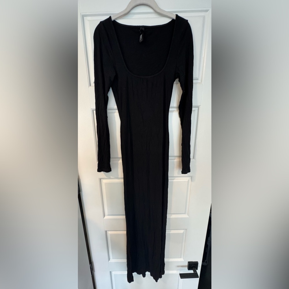 SKIMS Black Long Sleeve Maxi Dress